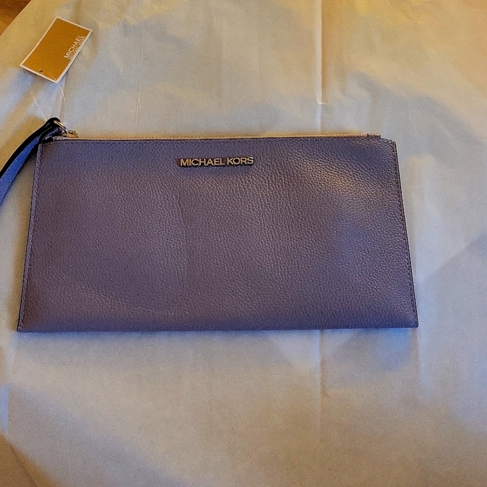 Michael Kors jet set large zip clutch leather wristlit
